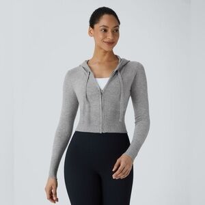 Halara Hooded Drawstring Zipper Long Sleeve Casual Cardigan small